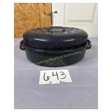 Black speckled enamelware roaster 14.5' oblong