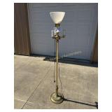 Electric Brass Floor Lamp with Milk glass globe