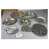 Flat of 8 pc. silver tone/pewter platters/bowls