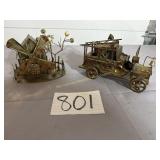 Tin musical  jalopy and tin musical windmill