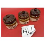 3 small 1987 Made in Taiwan cheese crocks