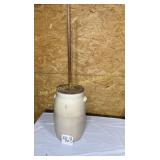 Blue #4 Butter churn crock with handles, total