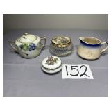 Hand painted Nippon sugar, Blue rimmed old