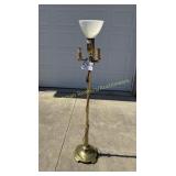 Brass floor lamp, white milk glass globe 58' tall