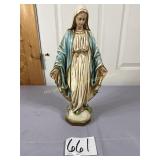 Vintage chalk ware statue of the Virgin Mary, 17'