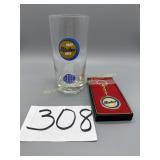 Rieke drinking glass and keychain