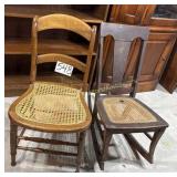Oak rocker with cane bottom(damaged), straight