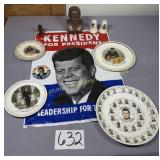 Lot of J.F. Kennedy memorabilia 4 plates, Salt &