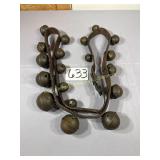 88' Leather belt of Brass Sleigh Bells 19 total