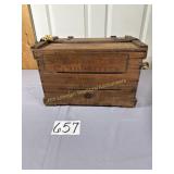Antique Wood hinged cranberry crate with leather