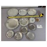 Group of various size pewter plates (12) some