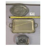 2 trays, pewter/silver plated, Daily Bread tray