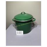 Vintage Enamel Green Stock Pot
