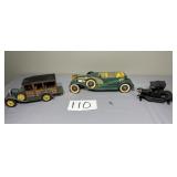 3 Old cars,2 Hubley, A 1930 Ford Model A Woody