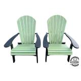 New Pair of Folding Polywood Adirondak Chairs w/ Side Table
