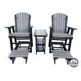 New Pair of Polywood Glider Deck Chairs w/ Side Table