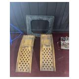 (2) METAL CAR RAMPS & PLASTIC DOLLY
