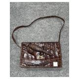 GENUINE ALLIGATOR SKIN BAG W/ALLIGATOR