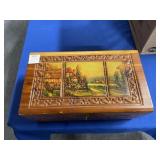 ORNATE WOODEN TRINKET BOX W/MIRROR