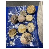 (8) CRACKED GEODES & (1) UNCRACKED GEODE