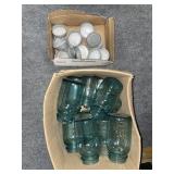 LOT OF BLUE BALL MASON JARS & ZINC LIDS