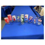 (10) PEPSI, COCA-COLA, 7 UP DRINKING GLASSES