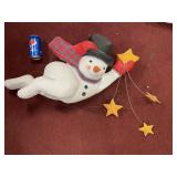 LARGE FLYING SNOWMAN PAPER MACHE LIKE