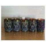 (5) CARNIVAL GLASS IRIDESCENT DRINKING GLASSES
