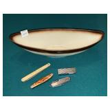 STANFORD SEBRING O. CERAMIC DISH W/ POCKET KNIVES