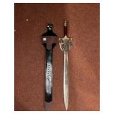 SWORD W/ WOOD HANDLE & BRASS ACCENTS