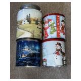 (4) METAL TINS WITH LIDS