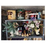 CONTENTS OF METAL SHELVING UNIT: TINS, DECORATIVE