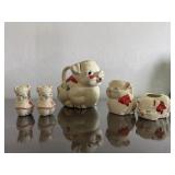 (5PC) CERAMIC PIG SERVING SET INCLUDING PITCHER,