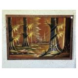 FRAMED VELVET LANDSCAPE APPROX 38" X 27.5"