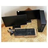 HP PRO DESK COMPUTER TOWER, (2) HP MONITORS, (2)