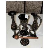 BLACK & GOLD BUD VASE, BELL, AND GOBLET