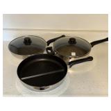 (3PC) ULTREX STAINLESS STEEL FRYING PANS/SKILLETS