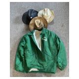 TRAIL MOUNTAIN COAL SIZE XL JACKET & STRAW HATS