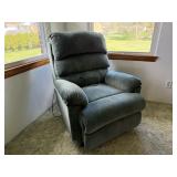 GREEN UPHOLSTERED POWER RECLINER