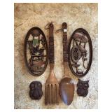 WOODEN WALL-HANGING FORK & SPOON DECORATIONS,