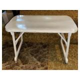 SMALL WOODEN FOLDING TABLE W/ WHEELS