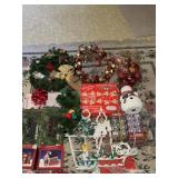 CHRISTMAS DECORATIONS: RED AND GOLD ORNAMENTS,