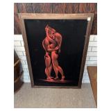 VELVET MAN AND WOMAN FRAMED PICTURE