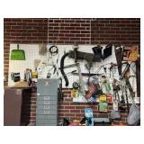 CONTENTS OF GARAGE WALL: FUNNELS, PUTTY,
