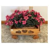 DECORATIVE WOODEN WAGON W/ FLOWER