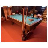 8-FT SLATE POOL TABLE (100" X 55" X 32") W/ BALLS,