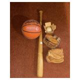 RAWLINGS BASKETBALL, SPALDING & WILSON KID GLOVES,