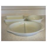 (3PCS) WHITE PYREX GLASS BAKING/SERVING DISHES