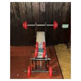 DIVERSIFIED PRODUCTS WEIGHT BENCH W/BAR & WEIGHTS
