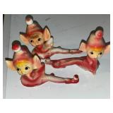 (3) VINTAGE CERAMIC STYLE ELF DECORATIONS